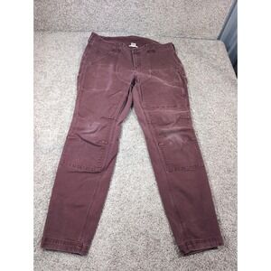 Duluth Trading Co Fire Hose Double Front Work Pants Plum Burgundy Womens 16 Reg
